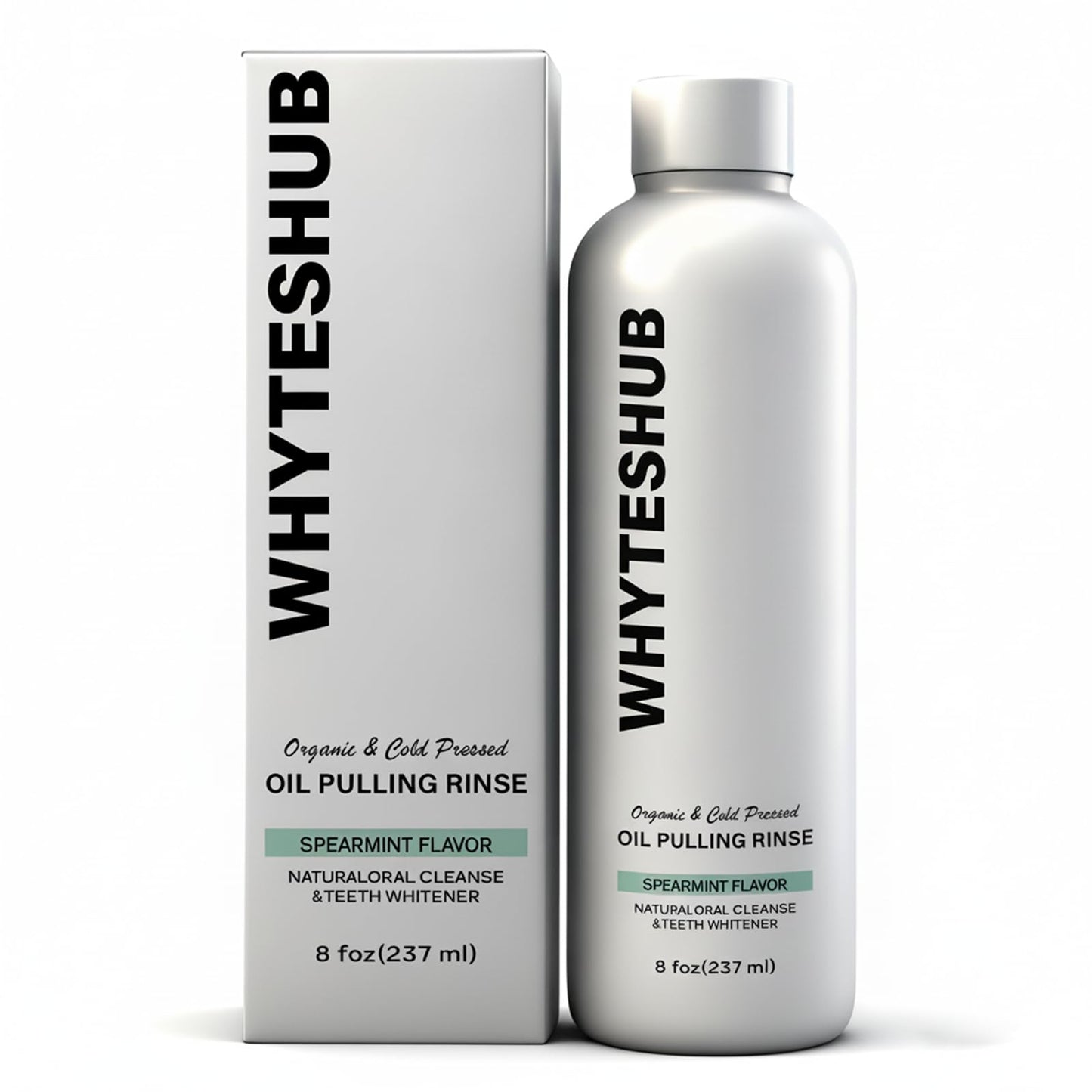 White Spearmint Oil Pulling Rinse, Cold-Pressed Coconut Mouthwash for Teeth Whitening, Powerful Organic Peppermint Oil Maintain Gum Health & Freshness Breath