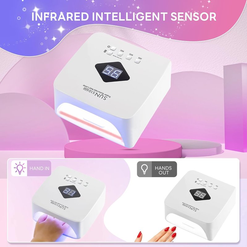 Cordless Nail Lamp - 120W Rechargeable UV LED Nail Dryer with 3 Timer Modes | Portable for Salon & Home Use, Lasts 4-5 Hours