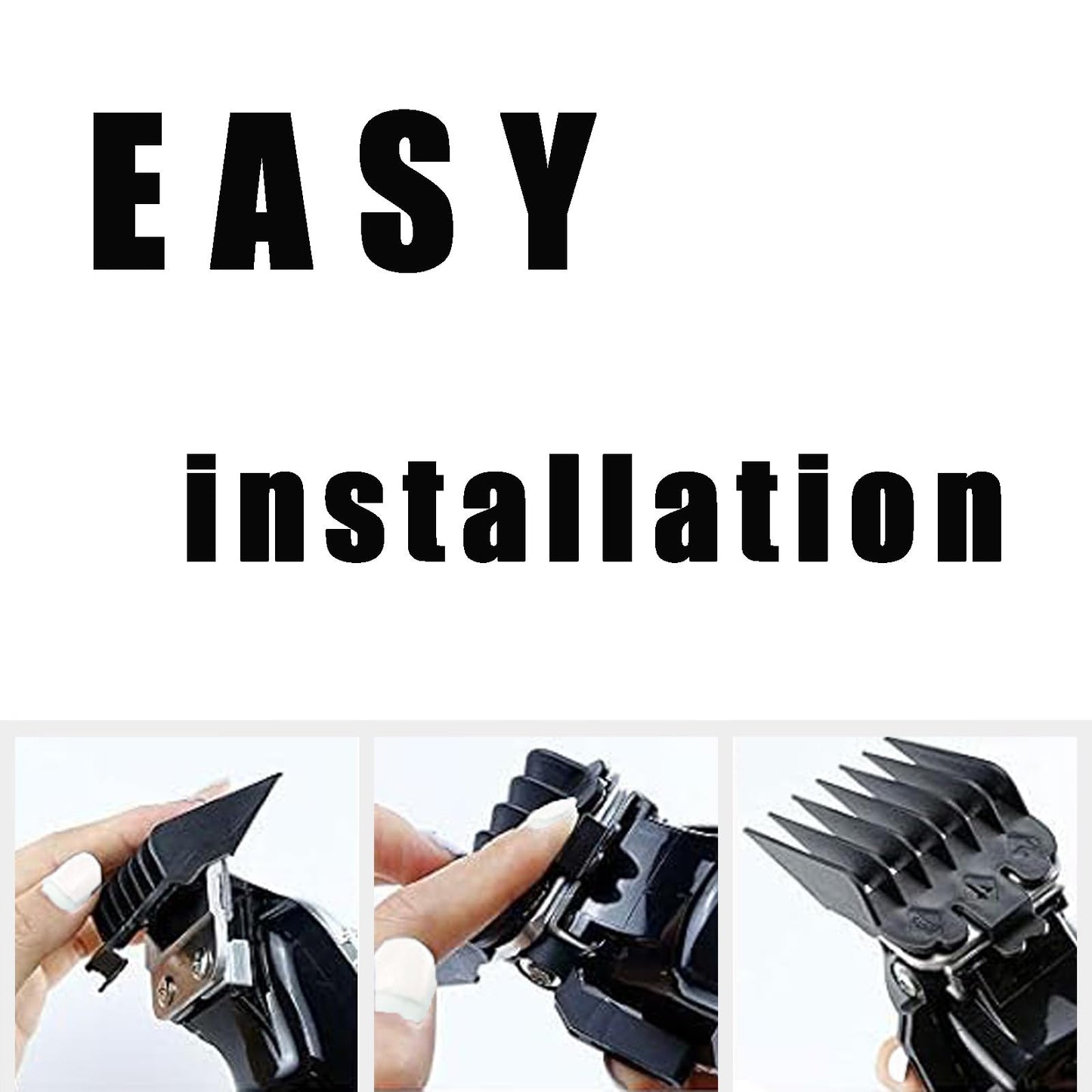 10 Piece Clipper Guards Set for Wahl Babyliss FX870 & More(Black) Replacement Guides (1/16" to 1") with Organizer