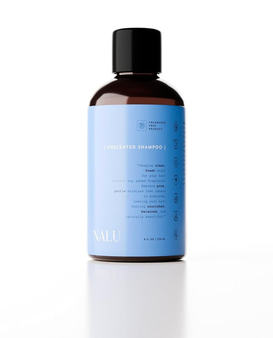NALU Unscented Shampoo - Organic Rosemary & Lavender Hydrosol for Sensitive Scalp | Nourishing & Calming, 8 Fl Oz