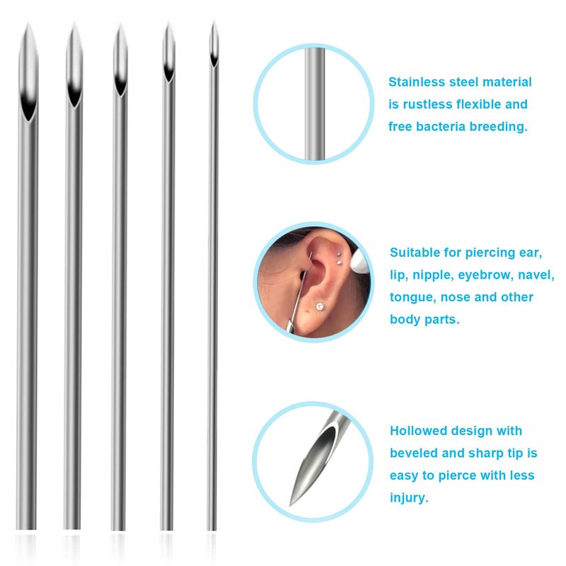 Lyuxzad Ear Nose Piercing Needles and Piercing Clamps Kit 75Pcs 50Pcs Mix Piercing Needles 12G 14G 16G 18G 20G Hollow Needles and 25Pcs Round Slotted Piercing Forceps for Ear Nose Belly Piercing Kit