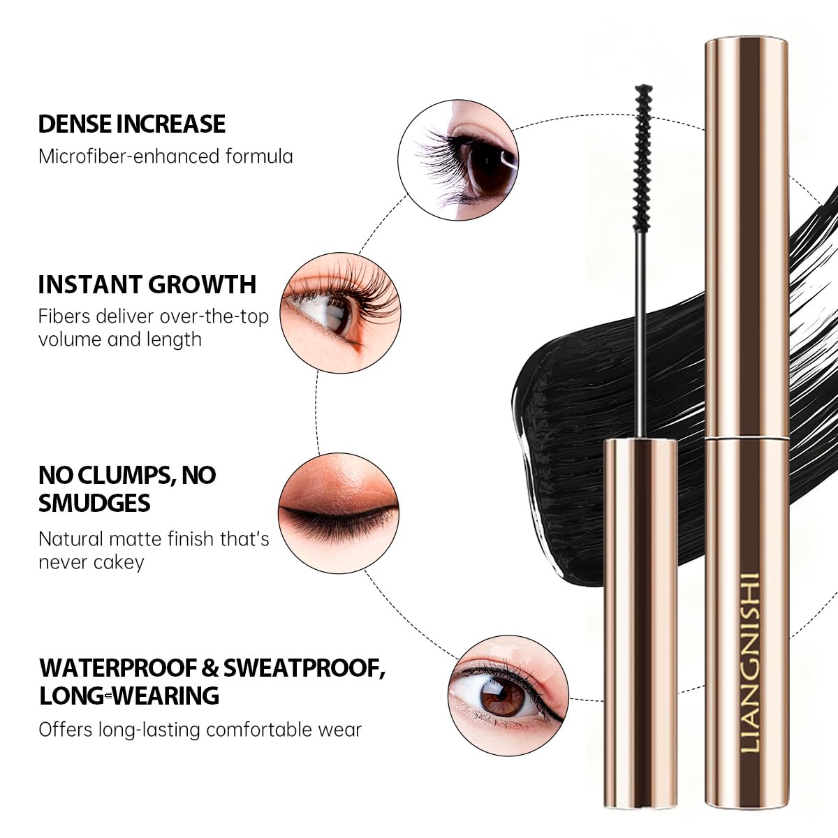 Mascara, Natural Long-Lasting Formula, Black and Brown Shades