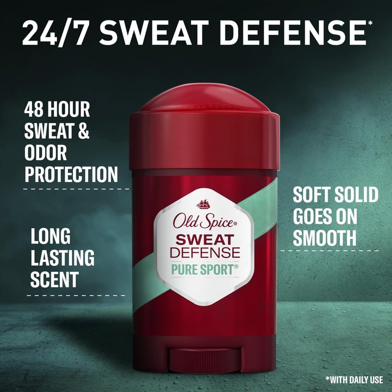 Old Spice Anti-Perspirant - Pure Sport+ Soft Solid | 2.6 Oz, Pack of 6