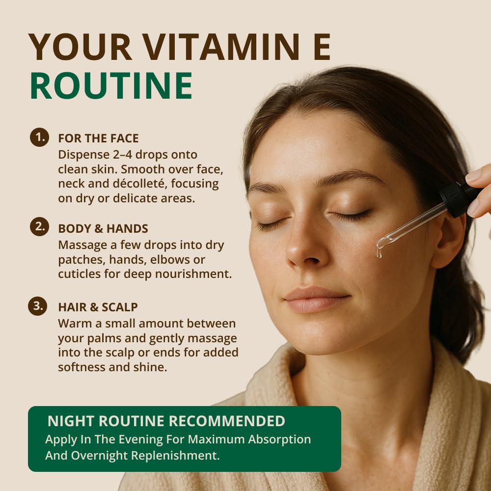 Vitamin E Oil - 100% All Natural & USDA Organic (LARGE 4oz Bottle) Repair Dry, Damaged Skin from Surgery & Acne, Age Spots. For Radiant, Hydrated & Youthful Skin. Face & Body Moisturizer