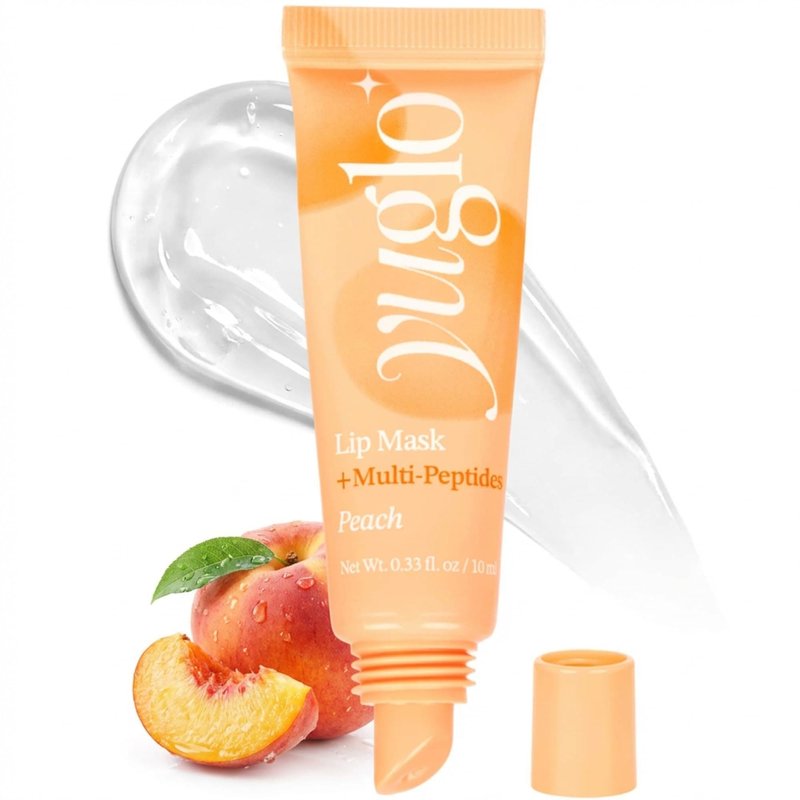 YUGLO Peach Overnight Lip Mask with Multi Peptides, Korean Lip Sleeping Mask & Hydrating Lip Balm for Dry Lips, Nourishing Lip Moisturizer for Soft, Smooth, Glossy Looking Lips