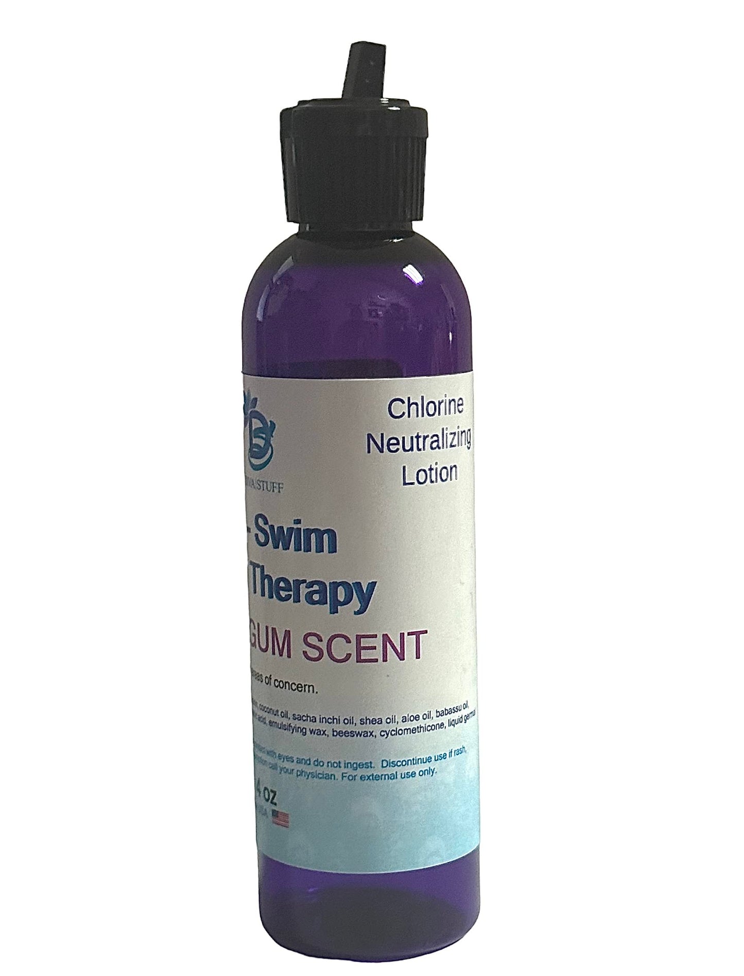 Diva Stuff Kids Pre-Swim Aqua Therapy Chlorine Neutralizing Body Moisturizing Lotion for Swimmers, Protects Skin from Chlorine & Salt Water, 4 oz - Made in the USA, Bubblegum Scent (Pack of 2)