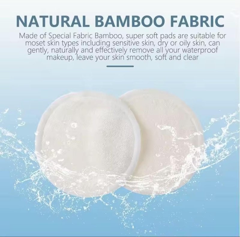 20 Packs Organic Reusable Makeup Remover Pads, Washable Bamboo Cotton Rounds for All Skin Types with Cotton Laundry Bag