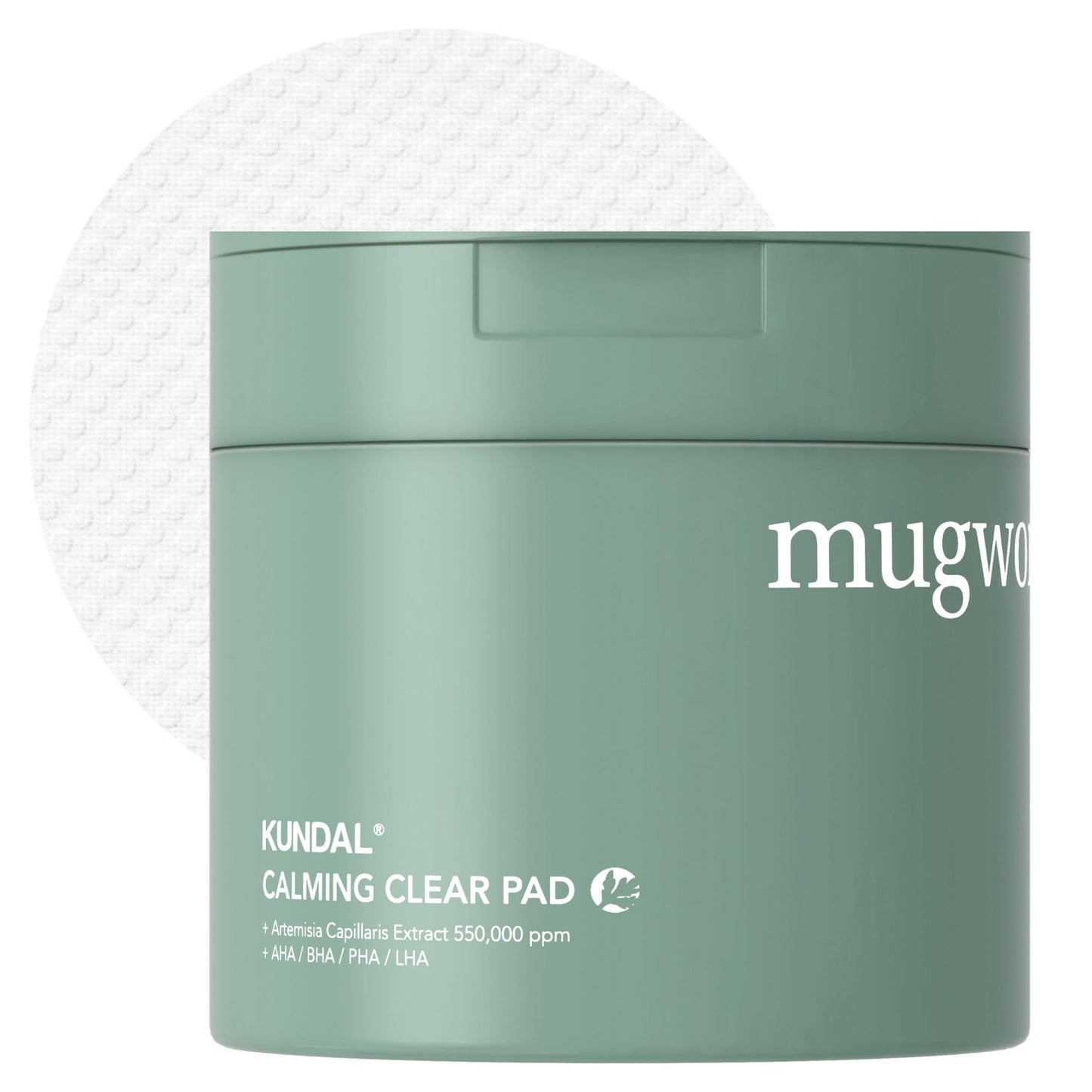 KUNDAL K Beauty Calming Cleansing Clear Pad, Jeju Mugwort, 60 Ct - Highly Concentrated Mugwort Extract Soothes & Moisturizes, Double Sided to Cleanse & Gently Exfoliate, Even Out Facial Texture