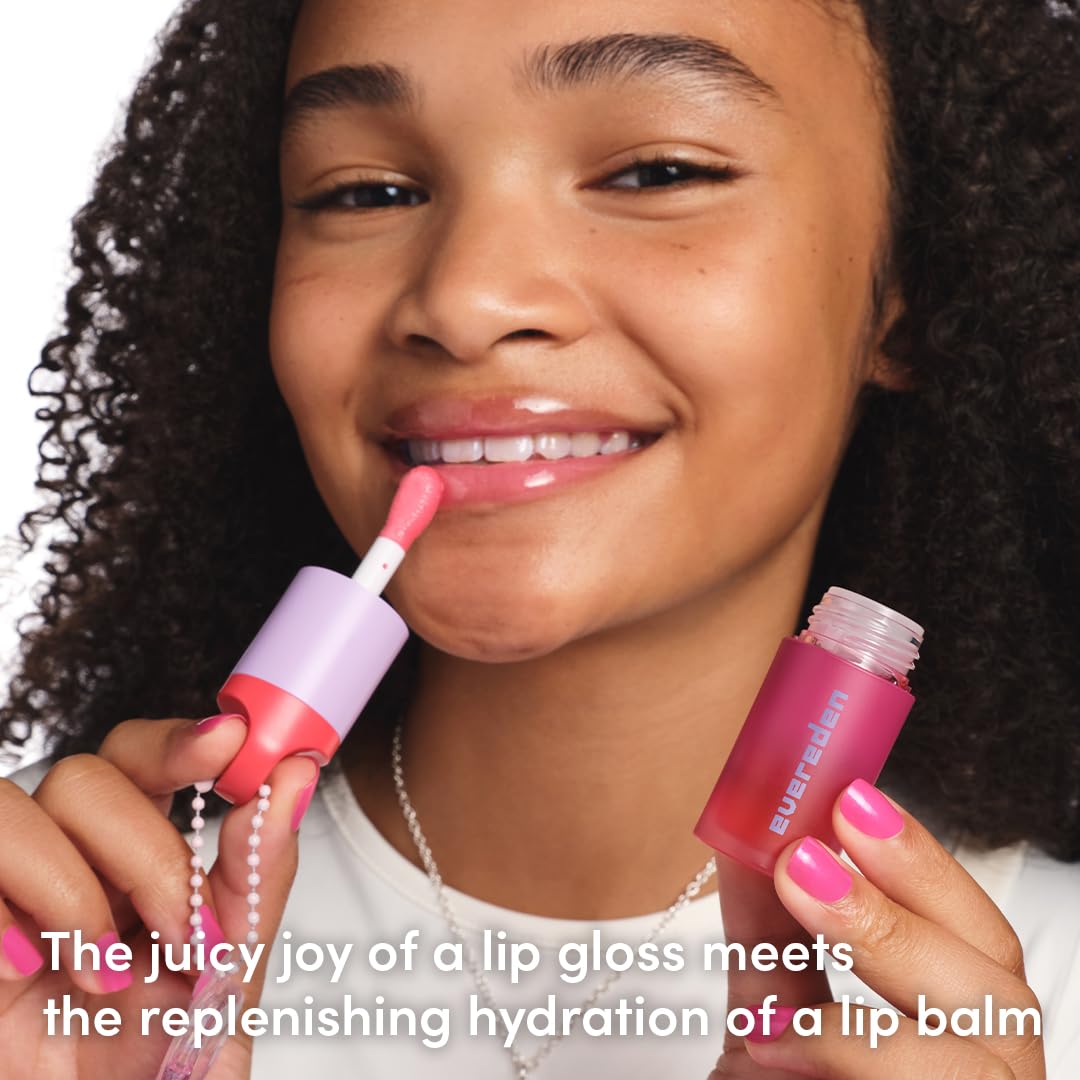 Evereden Happy Kids Skin & Lips Routine - Multi-Vitamin Face Wash & Face Cream Peach & Tinted Lip Oil Sakura Pink Set - Clean & Vegan Skin Care for Kids 3+ - Moisturizing, Nourishing, & Protective