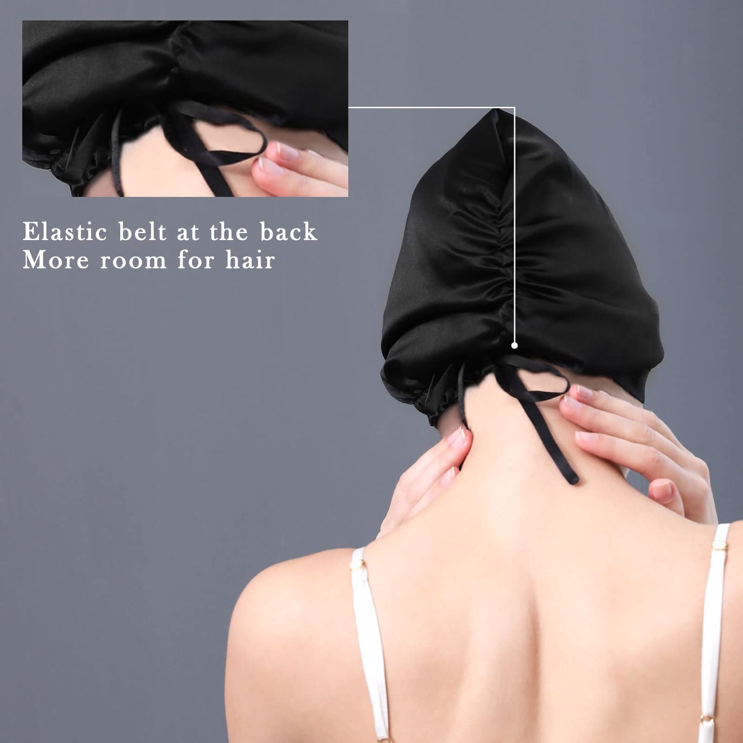 100% Mulberry Silk Bonnet for Sleeping Women, 22 Momme Grade-6A Hair Wrap with Elastic Stay& Tie Band On Head for Hair Care Short Long Curly Hair