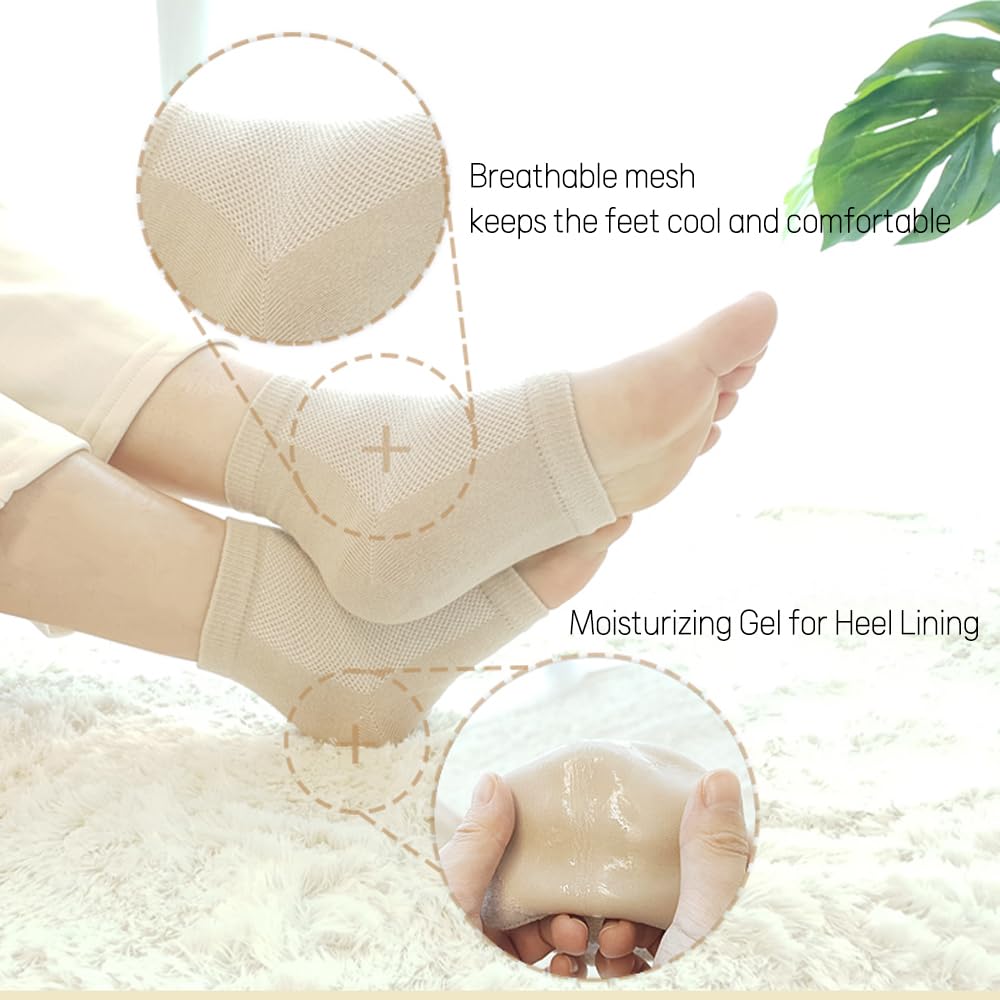 Moisturizing Gel Heel Socks to Repair Dry, Cracked Heels – Soften, Soothe & Revitalize Feet for Men & Women (Black, 3 Pairs)