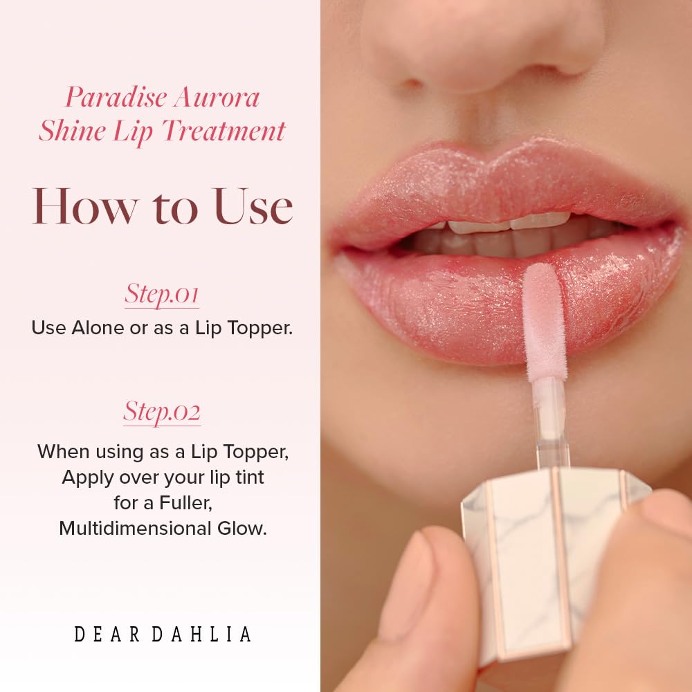 DEARDAHLIA Paradise Aurora Shine Lip Treatment - Vegan Hydrating Lip Care for Sensitive Skin | Bronze Sky, 0.21 fl oz
