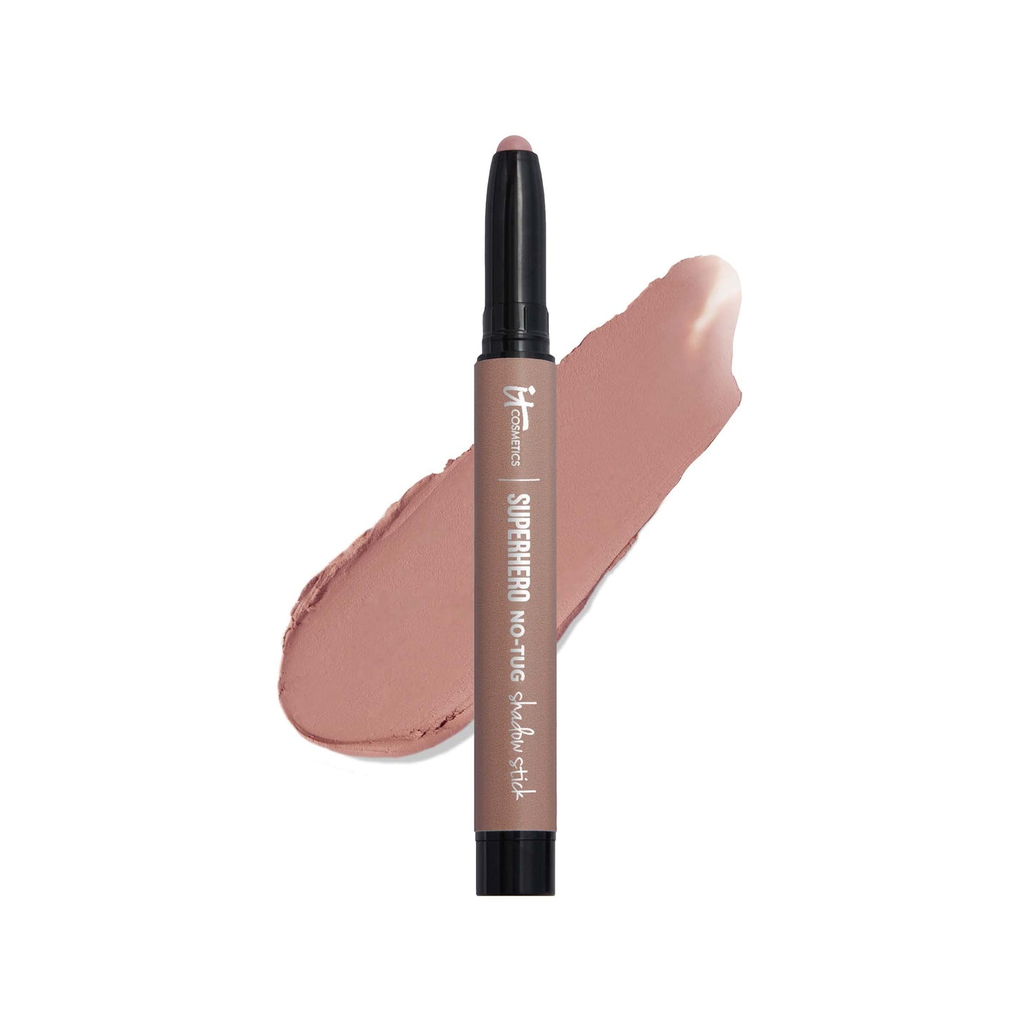 IT Cosmetics Superhero No-Tug Waterproof Eyeshadow Stick, Tough Tan - Warm Matte Medium Tan - Longwear, Blendable Cream Eyeshadow with Built-In Primer - Suitable for Sensitive Eyes - 0.05 oz