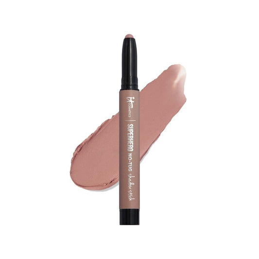 IT Cosmetics Superhero No-Tug Waterproof Eyeshadow Stick, Tough Tan - Warm Matte Medium Tan - Longwear, Blendable Cream Eyeshadow with Built-In Primer - Suitable for Sensitive Eyes - 0.05 oz