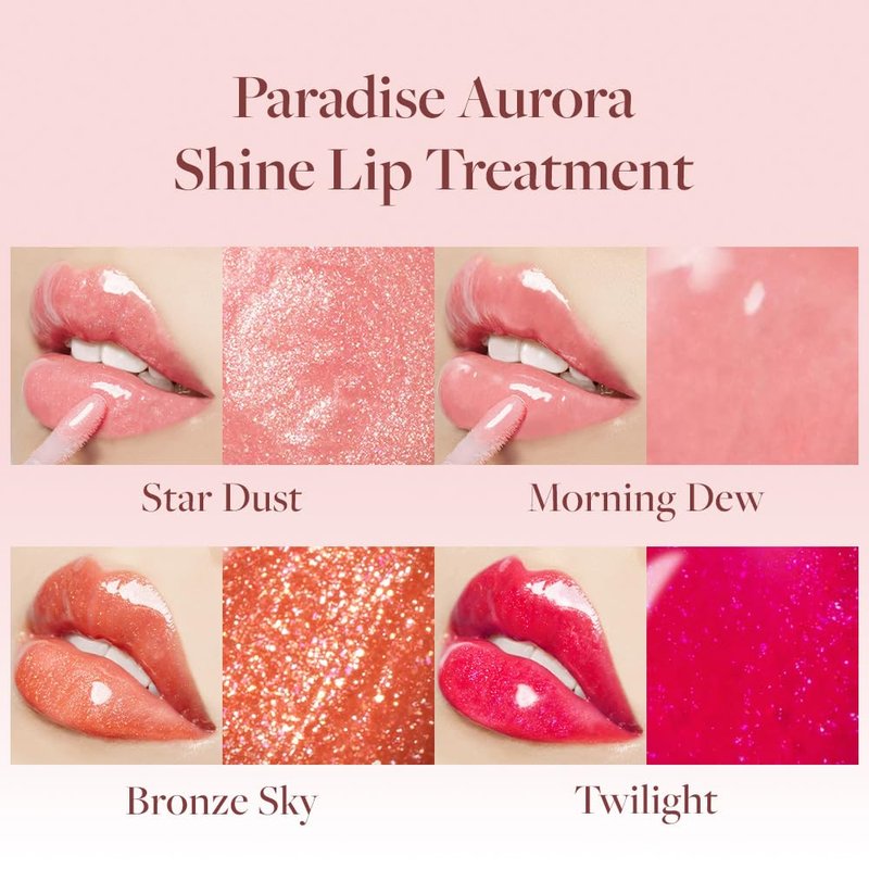 Paradise Aurora Shine Lip Treatment - Vegan Hydrating Lip Care for Glass-Like Shine | Lightweight, Non-Sticky, 0.21 fl oz