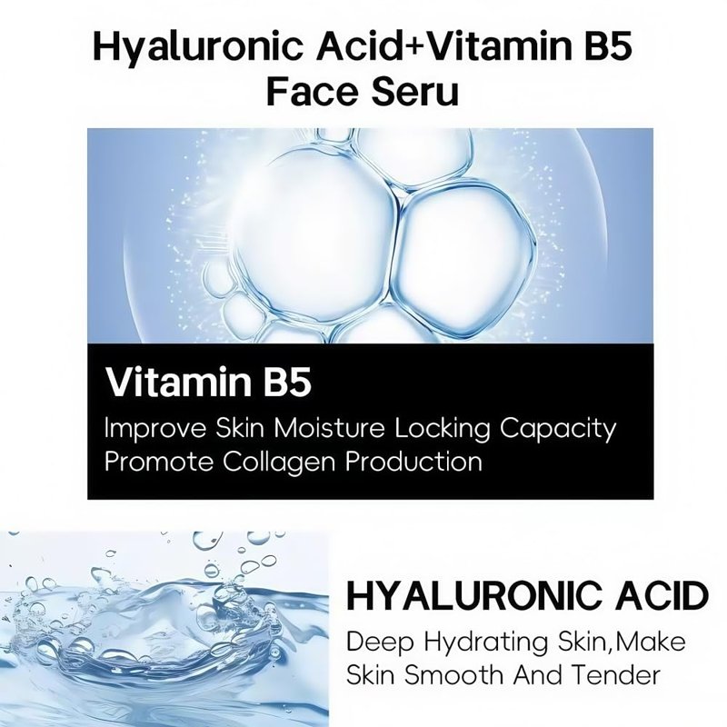 2% Hyaluronic Acid +B5 (Vitamin) Serum for Face - Hydrating & Plumping Skin Care, Anti-Aging, Moisturizing Treatment for Dry Skin, Vegan, Fragrance-Free, 1 fl oz