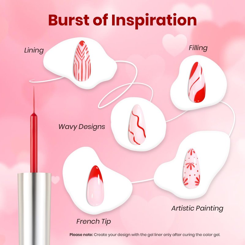Beetles Red Gel Liner Nail Polish 7ml French Tip Gel Nail Polish Swirl Nails Art Paint for Thin French Tip Line Nails Art Soak off Uv Lamp Manicure Salon Gifts for Women