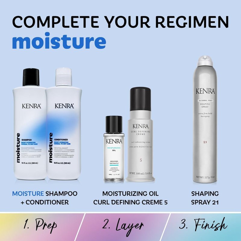 Kenra Professional Moisture Shampoo & Conditioner Set | Boost Hydration | Improve Manageability and Shine | Nourish Dry Hair | Color Safe | Efforless Detangling | Normal to Dry Hair | 10.1 fl. oz.