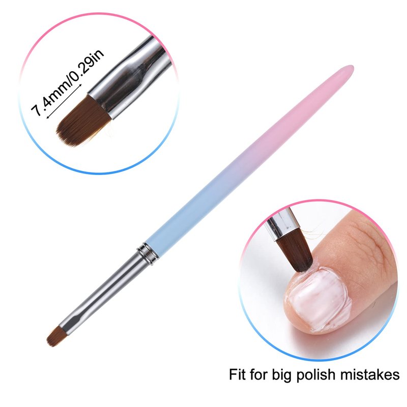 Nail Art Clean Up Brushes - Acetone Resistant Nail Polish Remover | 2 Pcs Round & Angled Design