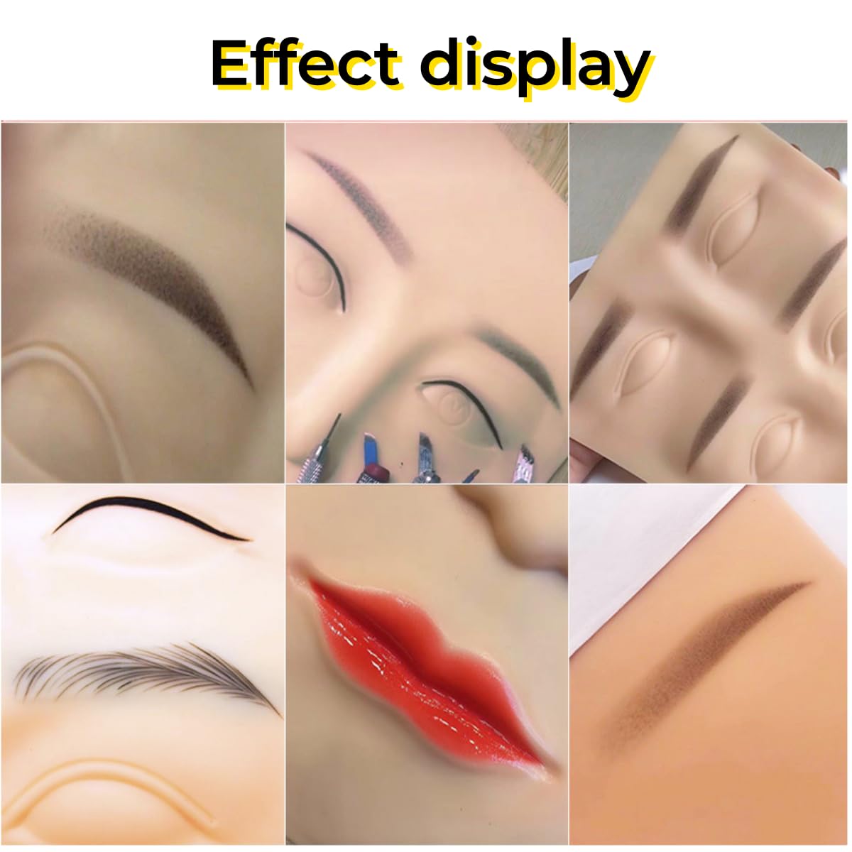Tattoo Face Practice Skin - Microblading Practice Skin 10pcs 3D Face Practice Skin Silicone Permanent Makeup Practice Face, for Eyebrow Lip Tattoo Practice and Makeup Training