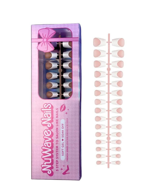 French Tip Press on Nails U Shaped Design - Enhance Your Look with Elegance White French Tip Nails - Natural Soft Gel, 15 Sizes 150/PCS Fake Nails Kit