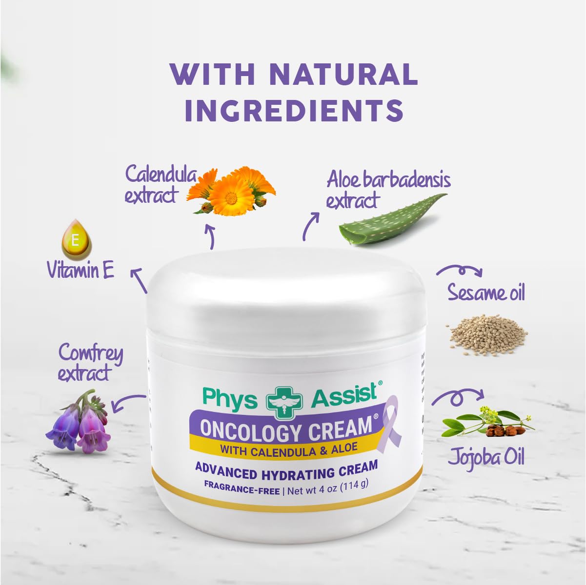 Oncology Calendula Cream - Advanced Hydrating Face & Body Cream for Post-Radiation Care | 4 oz Jar