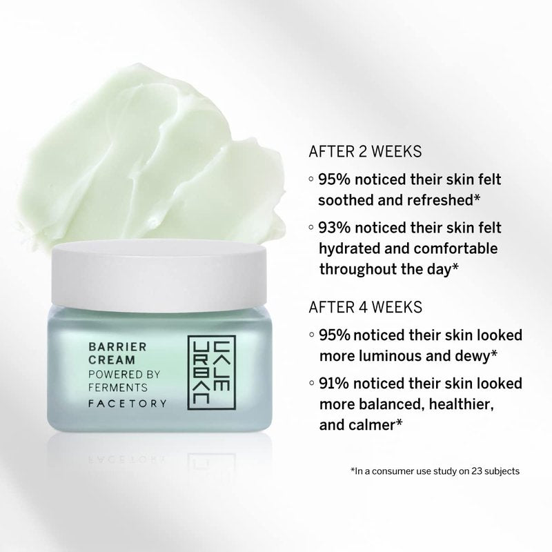 FACETORY Urban Calm Barrier Cream Hydrating Face Moisturizer with Hyaluronic Acid & Fermented Honeybush, Daily Moisturizer Face Cream for Aging, Dry Skin & Sensitive Skin 1.69 Fl Oz