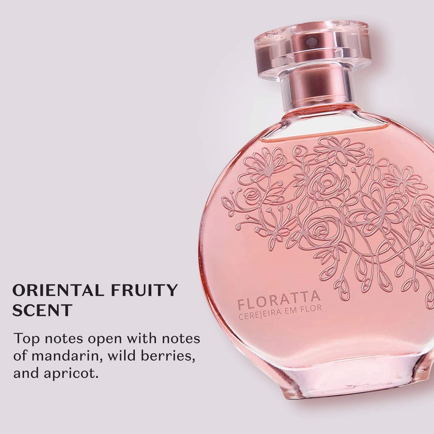 O Boticário Floratta Cherry Blossom Eau de Toilette - Delicate Floral Fragrance for Women - Sweet Cherry & Soft Petals - Long Lasting Everyday Womens Perfume - Cruelty-Free & Vegan - 2.5 oz (75 ml)
