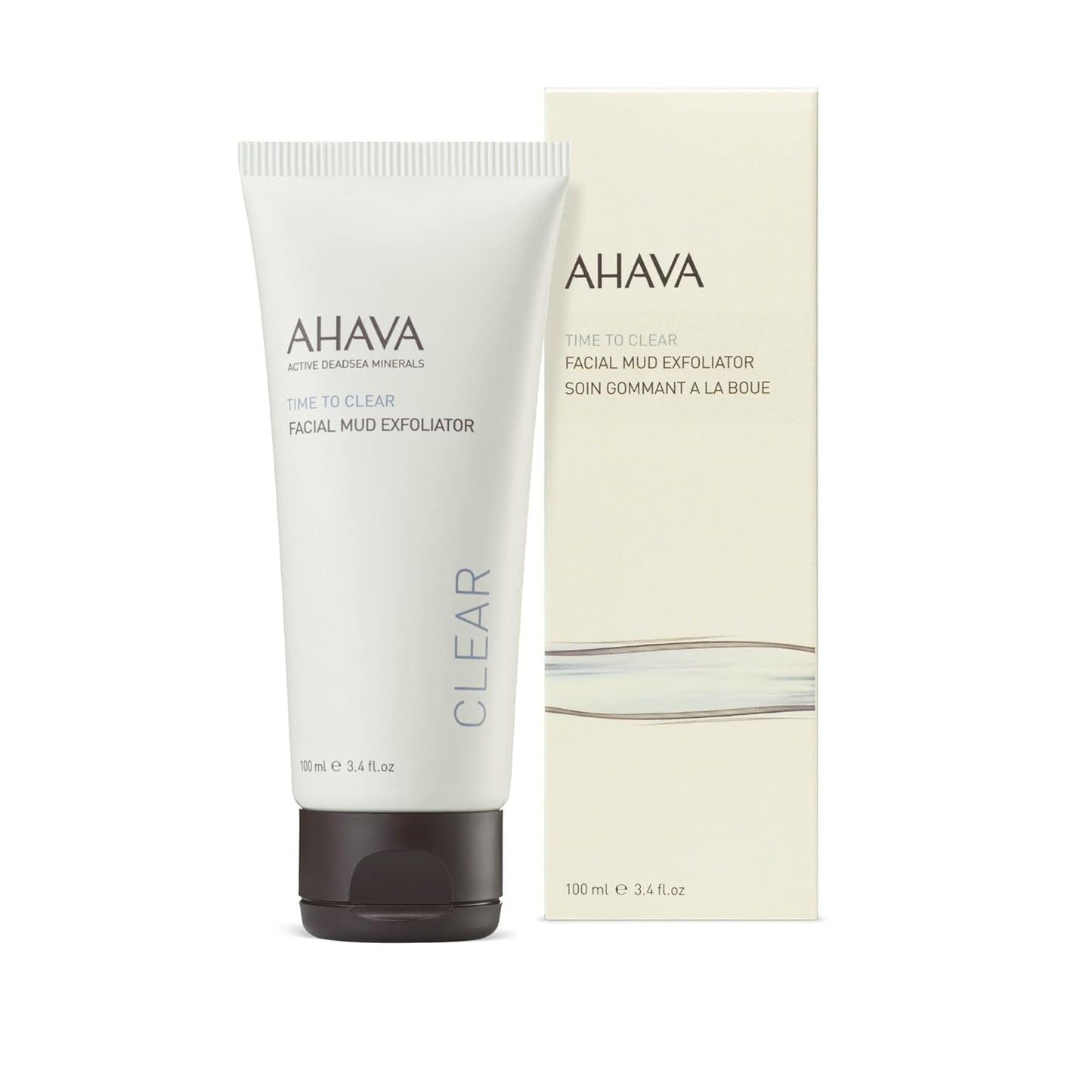 AHAVA Facial Mud Exfoliator - Gentle Scrub with Dead Sea Mud & Vitamin E | 3.4 Fl. Oz for Radiant Skin