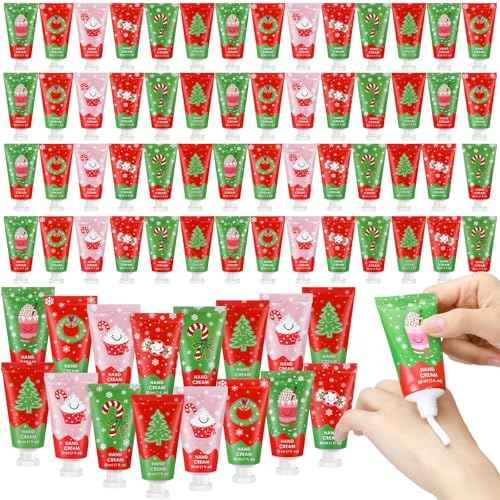 Loopeer 72 Pcs Christmas Hand Cream Gifts Bulk Christmas Mini Hand Lotion Xmas Stocking Stuffers Gifts Travel Size Mini Creams Moisturizer Cream Xmas Party Favors for Dry Skin Women Men Mom Employee