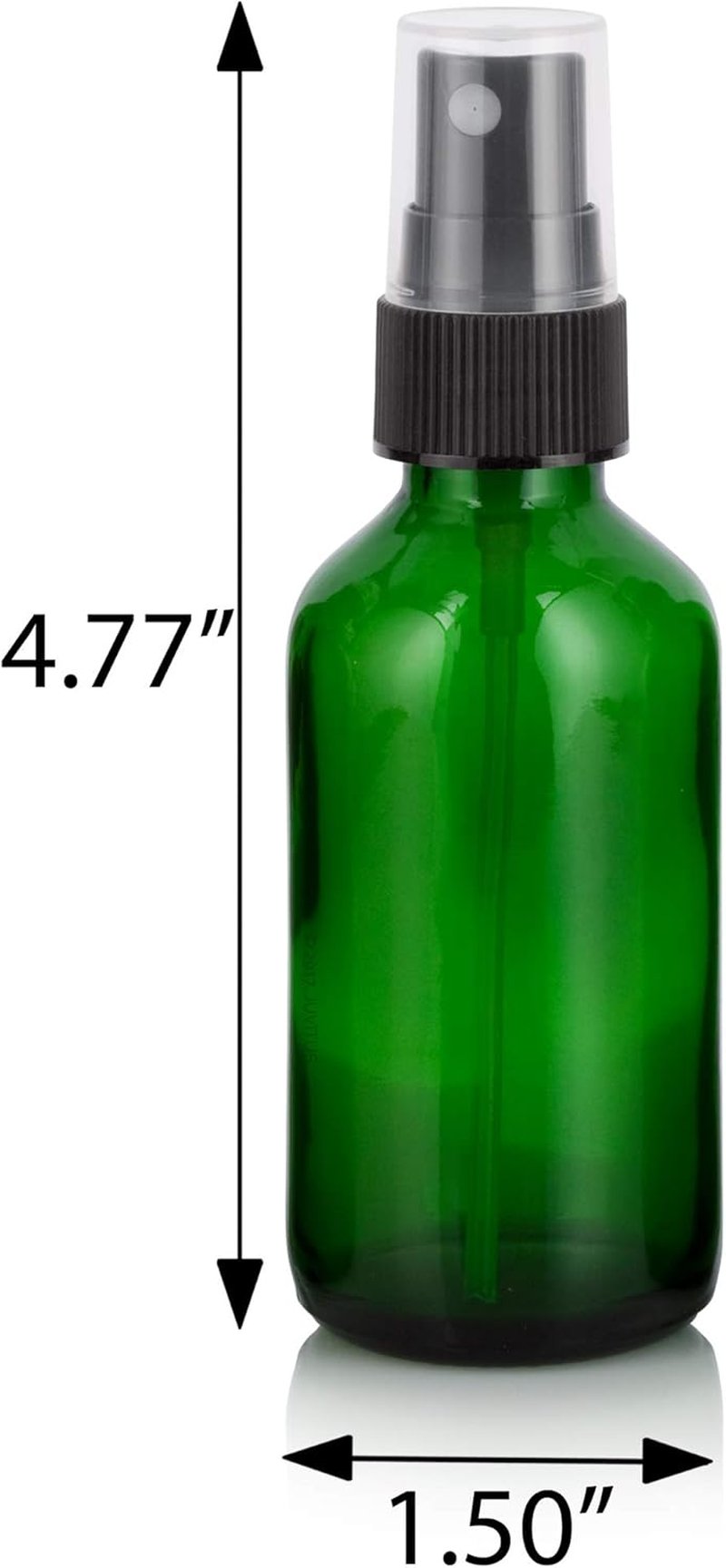 JUVITUS Green Glass Boston Round Spray Bottles - 2 oz Fine Mist | 12 Pack with Funnel