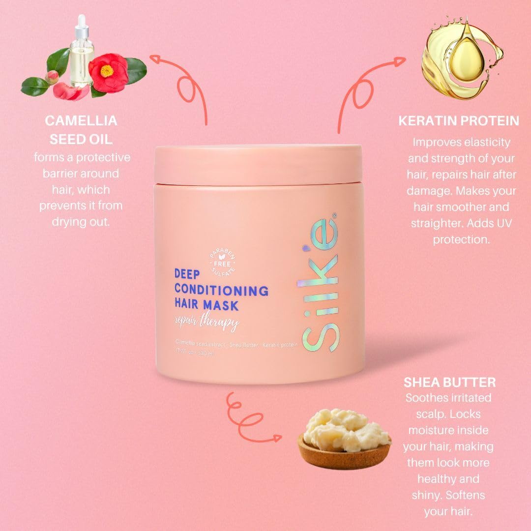 Sleek'e | Silk'e Repair Therapy Deep Conditioning Hair Mask - Treatment to Deeply Nourish Hair, Repair Split Ends & Hair Breakage - Vegan, Silicone, Paraben & Sulfate-Free (530ml)