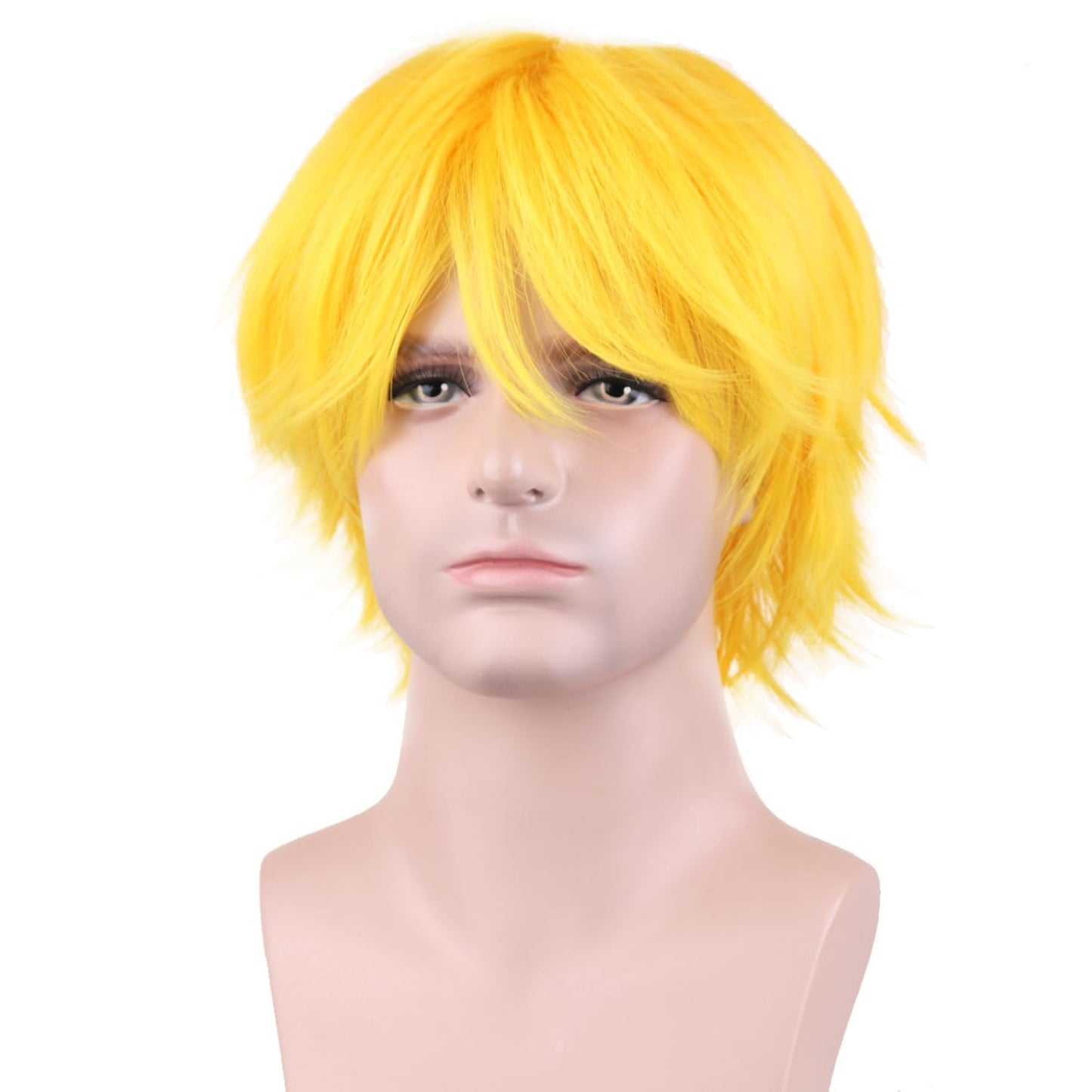 RightOn Yellow Wig Short Yellow Wig for Men and Women Cosplay Halloween Party Hairnet Include