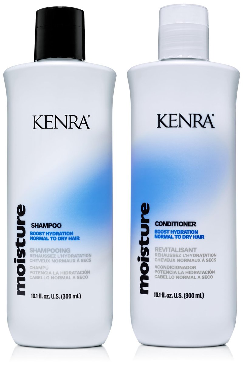 Kenra Professional Moisture Shampoo & Conditioner Set | Boost Hydration | Improve Manageability and Shine | Nourish Dry Hair | Color Safe | Efforless Detangling | Normal to Dry Hair | 10.1 fl. oz.