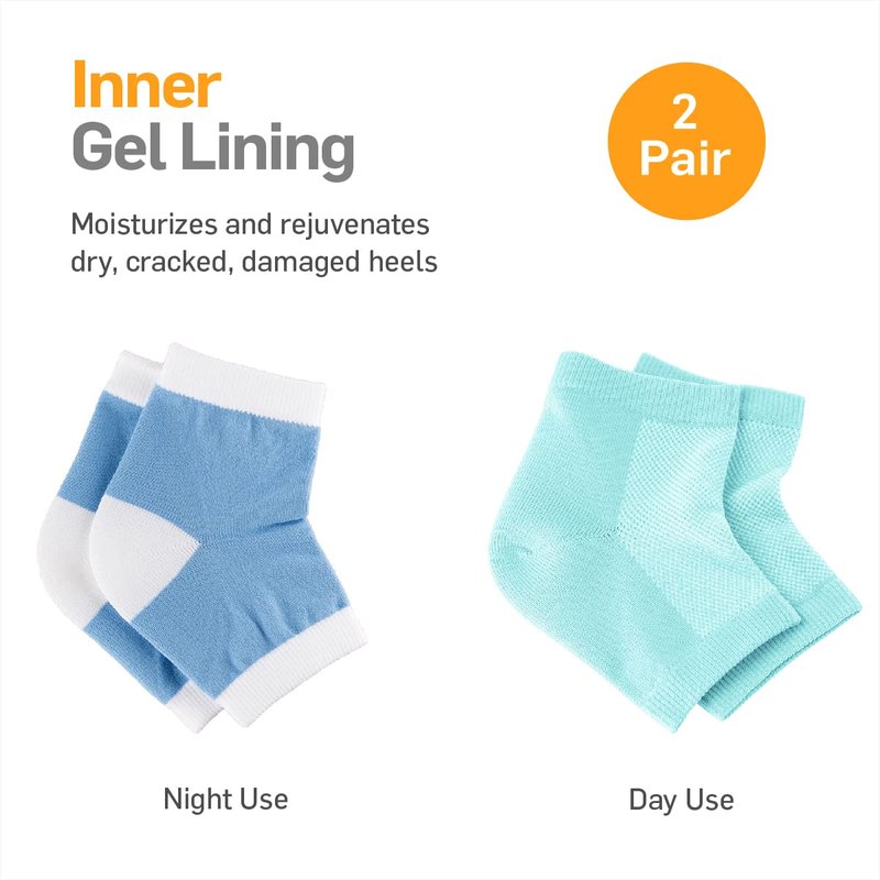 NatraCure Intensive & Vented Moisturizing Gel Heel Sleeve Combo Pack - 1 Pair Each - Day and Night Relief (608-1325-M-RET)
