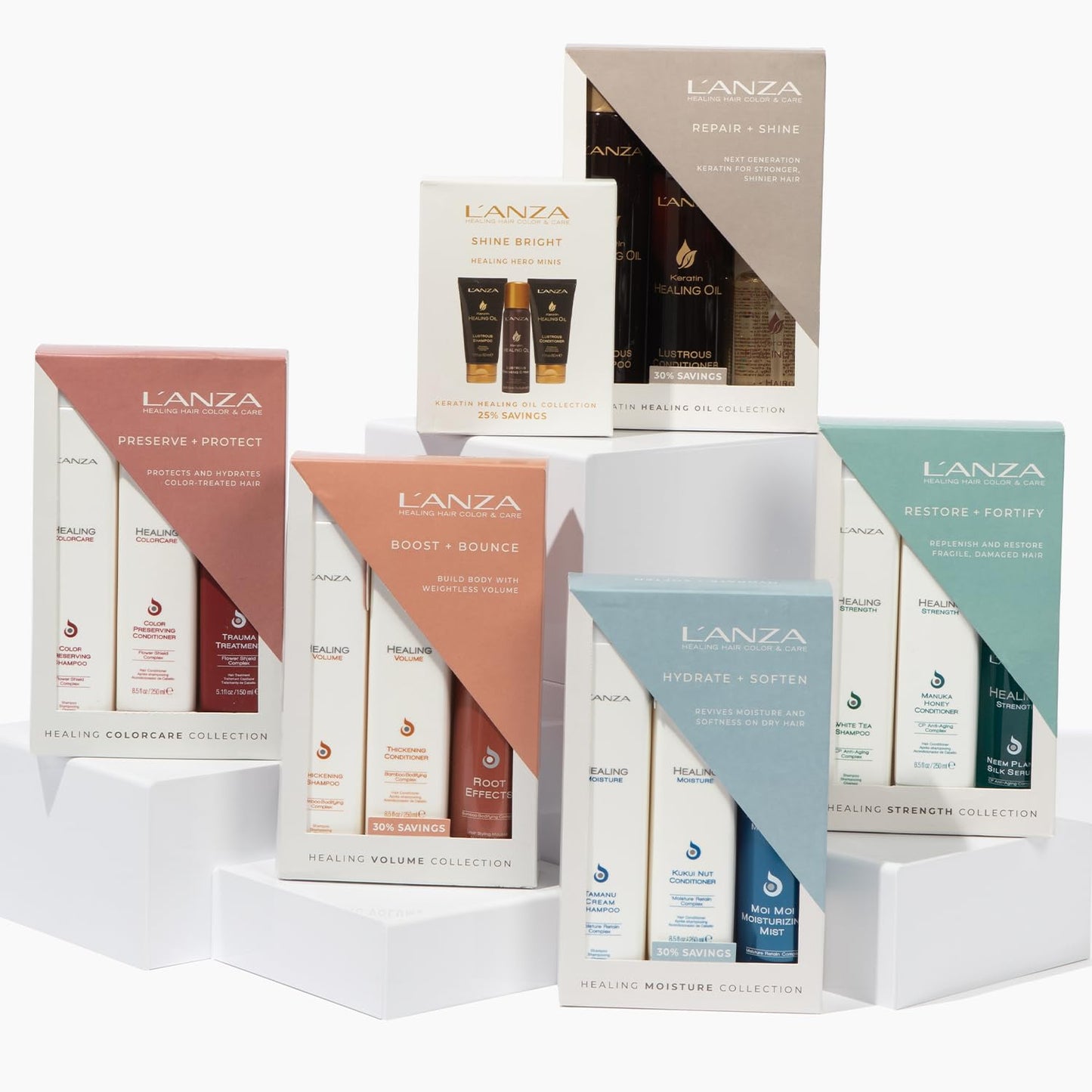 L'ANZA Keratin Healing Oil Mini Trio Hair Kit, Lustrous Keratin Shampoo, Conditioner & Finishing Hairspray in a Gift Box, Luxury Hair Care Kit for Dry, Damaged Hair (1.7/1.7/2 Fl Oz)