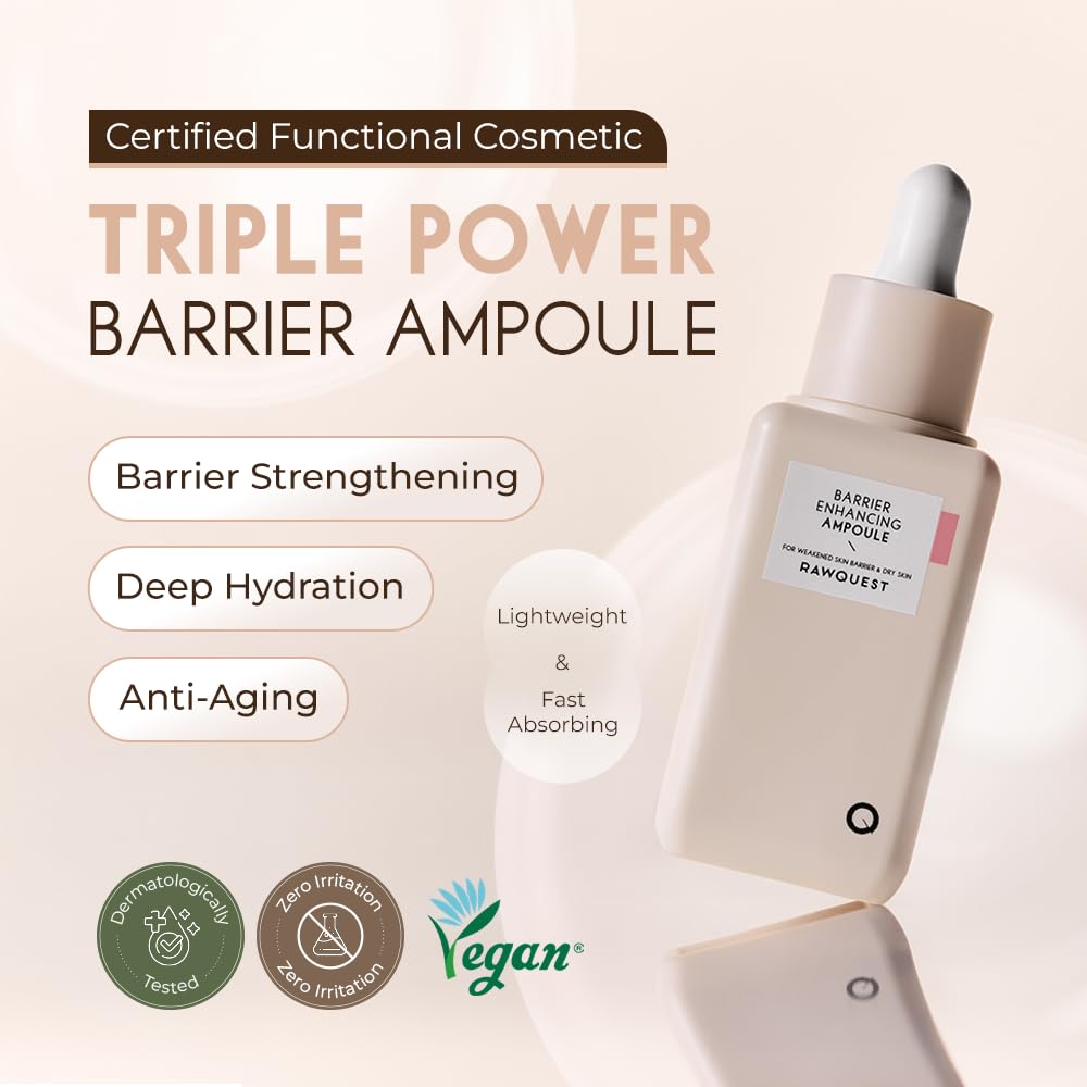 Barrier Enhancing Ampoule 50ml with Hydracell-QS, Triple Hyaluronic Acid, Panthenol & Ceramide – 100 Hours Deep Moisture, Strengthens Skin Barrier, Anti-Aging, Firming Treatment, Reduce Redness
