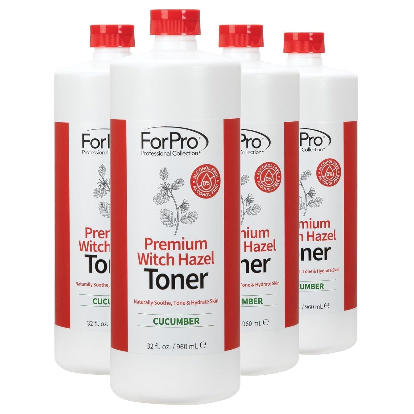 ForPro Witch Hazel Facial Toner, 32 Fl Oz – Cucumber Scent, Alcohol-Free with Aloe Vera & Glycerin, Pore Minimizing Hydrating Astringent for Sensitive Skin, Vegan & Cruelty-Free