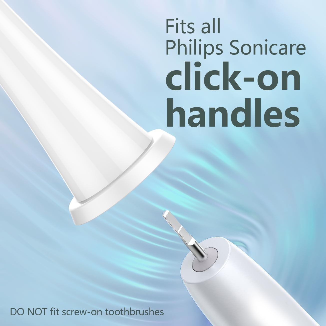 Philips Sonicare Toothbrush Replacement Heads - 8 Pack, White | Compatible with Click-On Handles 1100, 2100, 4100, 5100, 6100