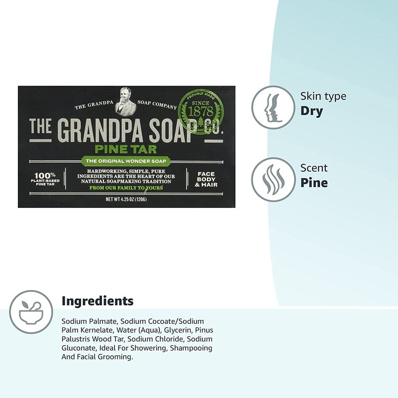 Pine Tar Soap - Natural Skin Care Bar for Dry Skin | 4.25 oz (Pack of 4)