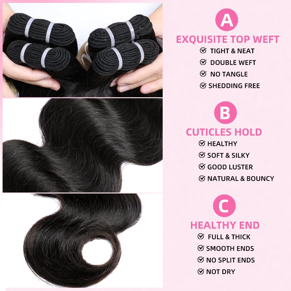 Perismoda Body Wave Human Hair Bundles 15A Raw Human Hair Bundles 100% Unprocessed Brazilian Virgin Human Hair Extensions 18 Inch 1 Bundle Quick Weave Hair Extensions Natural Color