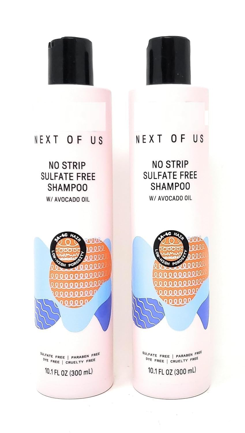 No Strip Sulfate Free Shampoo with Avocado Oil | For Kinky, Curly & Coily Hair | Sulfate, Paraben, and Dye Free Formula, Cruelty Free |10.1 fl oz/300ml (Pack of 2)