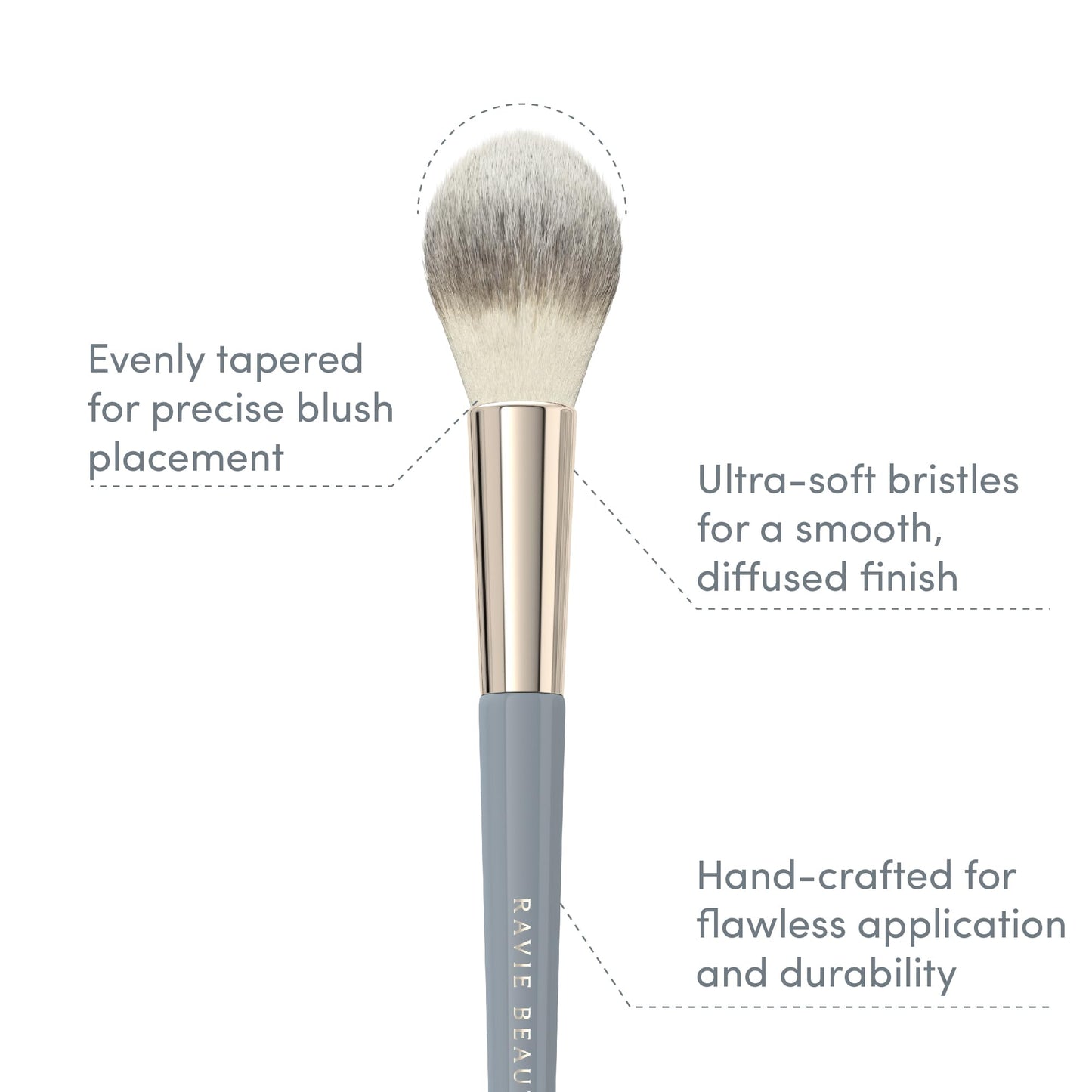Ravie Beauty Blush and Powder Brush - Best Fluffy Makeup Brush for Cheeks, Ultra Soft Powder & Bronzer Brush, Professional Synthetic Bristles