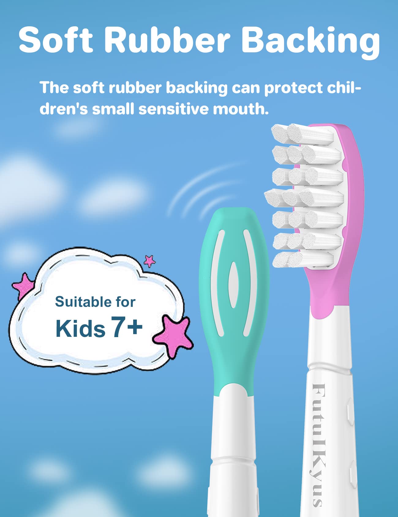 Kids Replacement Heads for Philips Sonicare: 7+ Child Soft Electric Toothbrush Standard Brush Head, Pink & Blue 4 Pack