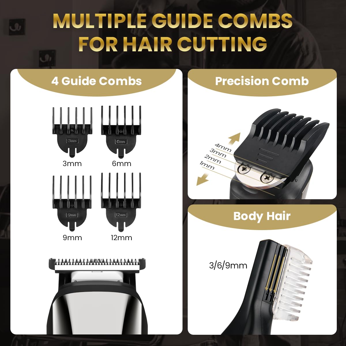 PRITECH Beard Trimmer for Men – 6-in-1 Cordless Grooming Kit, IPX6 Waterproof Wet & Dry with Foil Shaver & Nose Trimmer, USB-C Rechargeable 90min Runtime, Home Travel Use (Silver)
