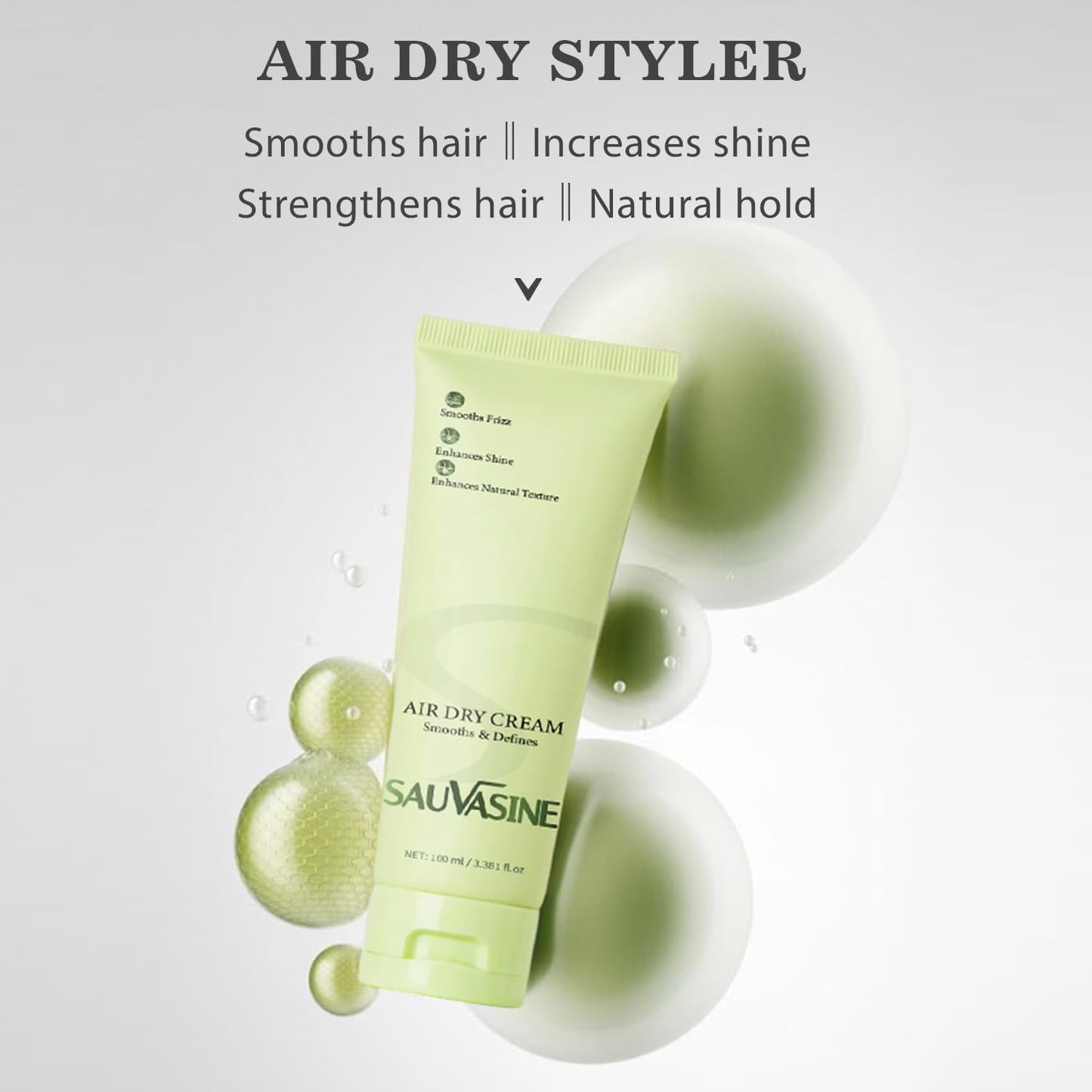 Lanthome Air Dry Cream for Hair – Frizz Control Hair Care Product –Weightless Styling Cream - Enhances Natural Texture Appearance, 12-Hours Smooth Finish – 3.38 oz（100mL）