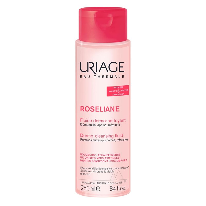 Uriage Dermo-Cleansing Fluid - Face Cleanser with Calendula, Rose & Apricot Oil | Paraben-Free, 250 mL / 8.45 oz