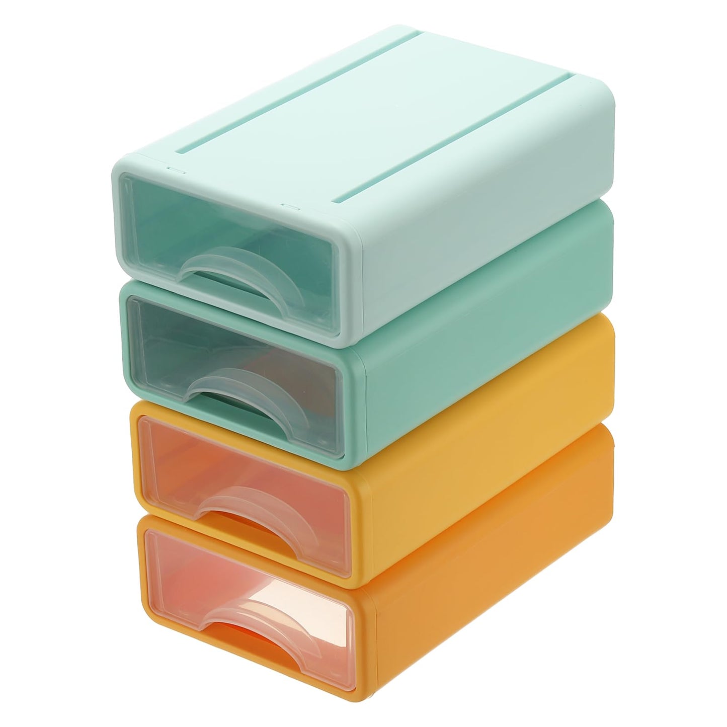 PATIKIL Small Stackable Storage Drawers, Stacking Drawers Mini Desk Bathroom Storage Organizer Cute Drawer Organizer Plastic for Desktop Office Pens Makeup Tape, 4Pcs, White