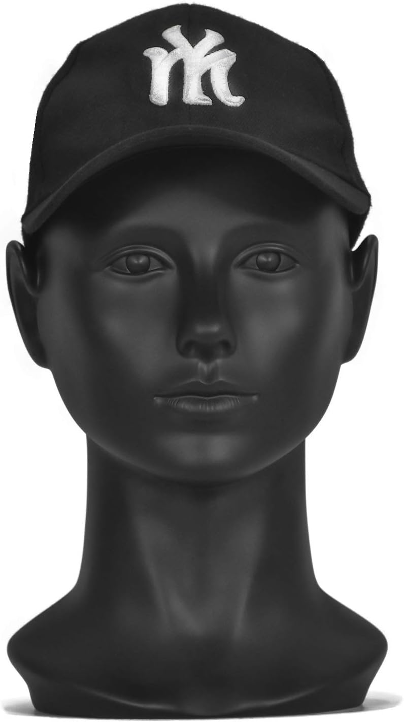 White Female PVC Mannequin Head - Display Model for Hats, Scarves & Wigs | Matte Black Finish