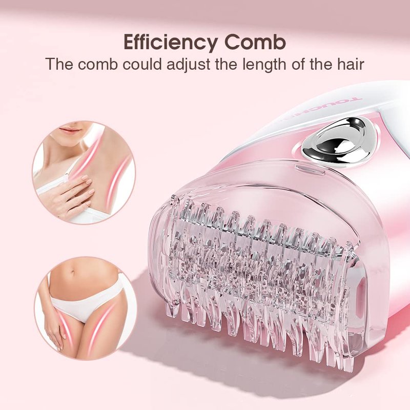 TOUCHBeauty Electric Shaver for Women, Painless Bikini Trimmer with 3-Blade System, Wet/Dry Cordless Foil Razor for Facial, Leg, Underarm & Body Hair, Battery-Powered, Gifts for Women, Pink